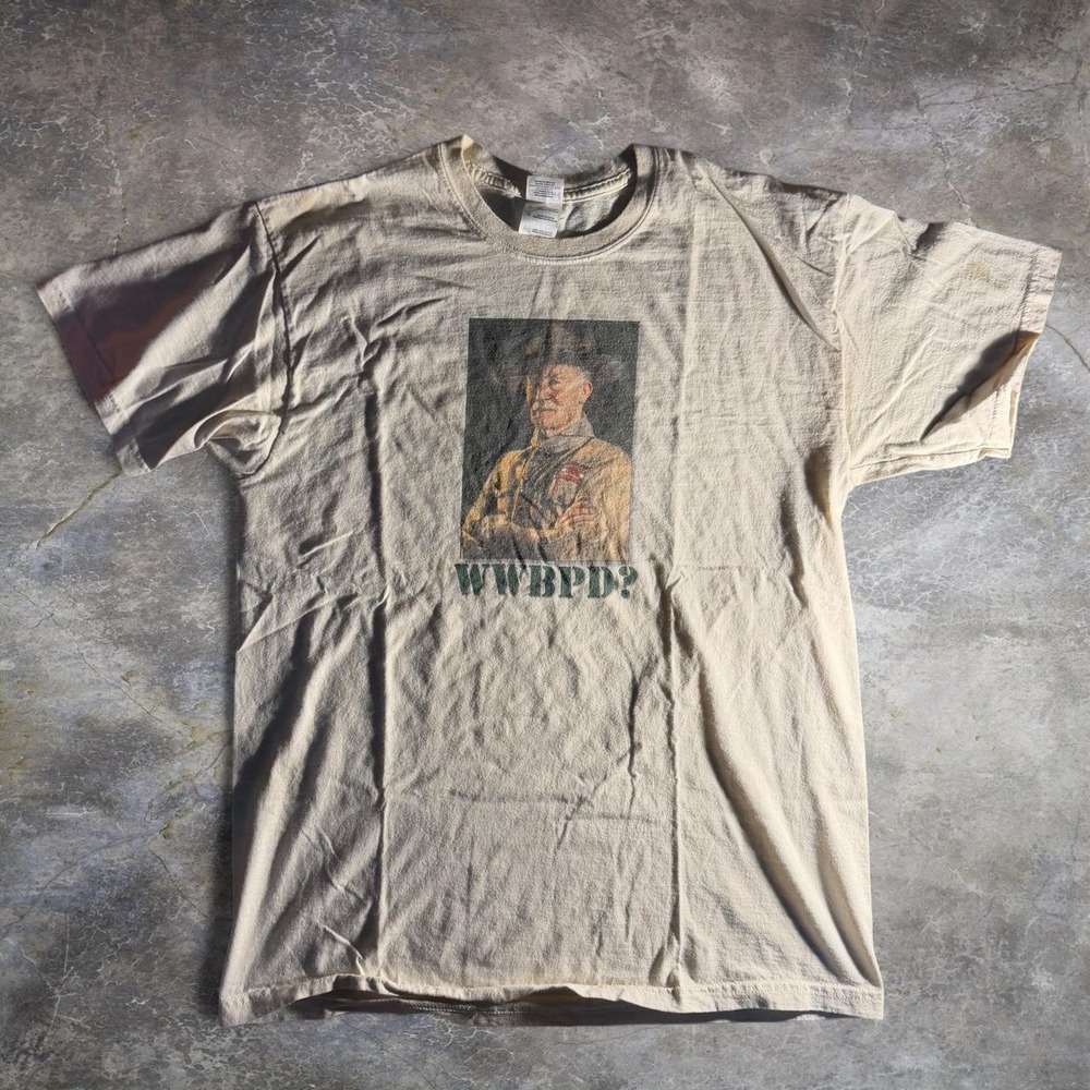 Gildan WWBPD Robert Baden-Powell Boy Scout Graphic T-Shirt Cream Mens L